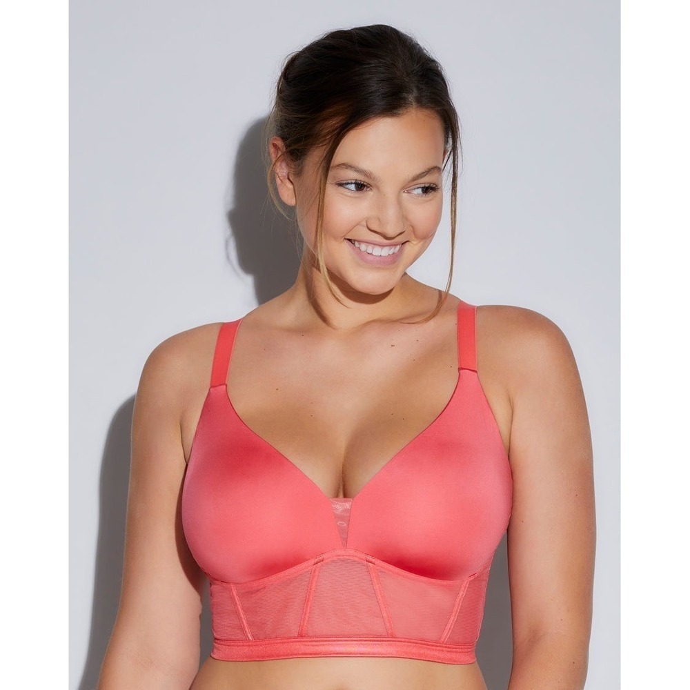 Cosabella‎ Sardegna Curvy Plunge Longline Bralette Coral Mesh Lace Size L